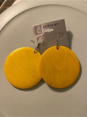 Yellow Round Drop Earrings